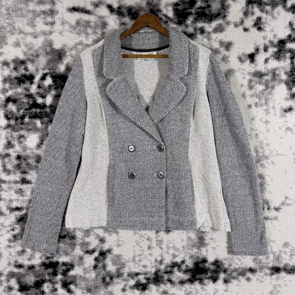 Saturday Sunday Sweater Jacket Womens Small Gray Two Tone Knit Double Breasted